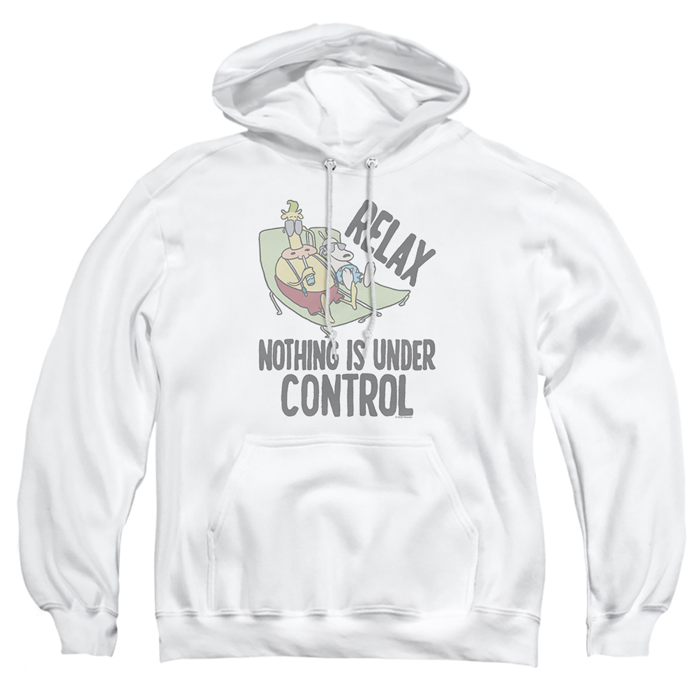 NICK759-AFTH-5 Rockos Modern Life Relax Adult Pullover Hoodie, White - 2X