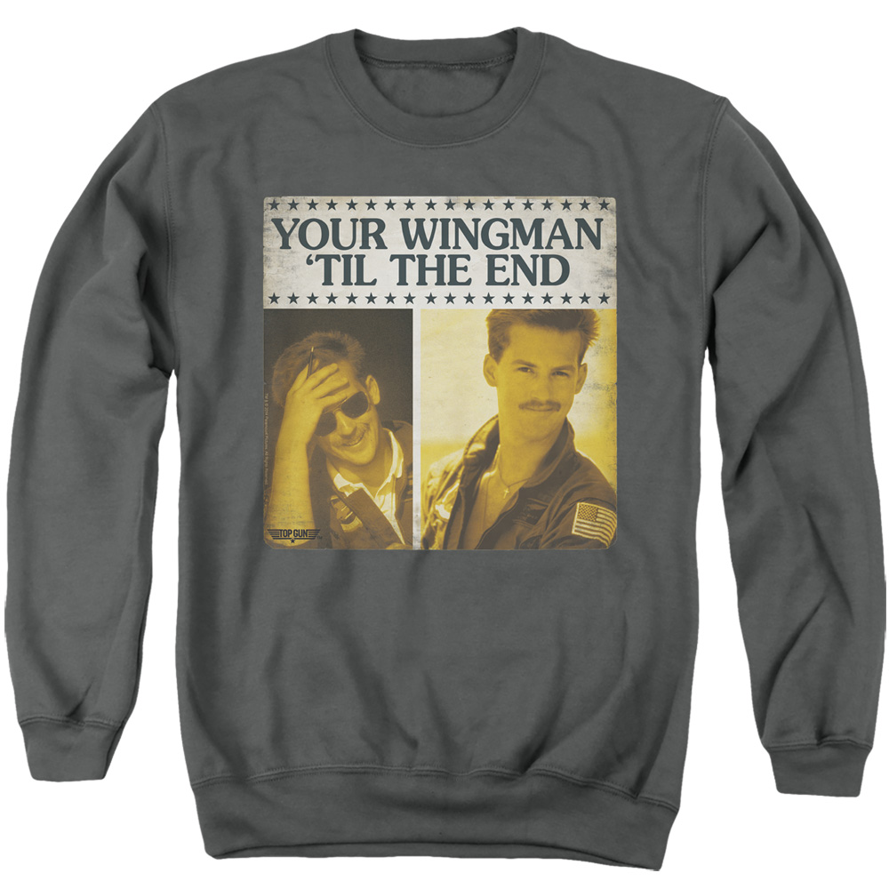 PAR548-AS-2 Top Gun Til The End Adult Crewneck Sweatshirt, Charcoal - Medium