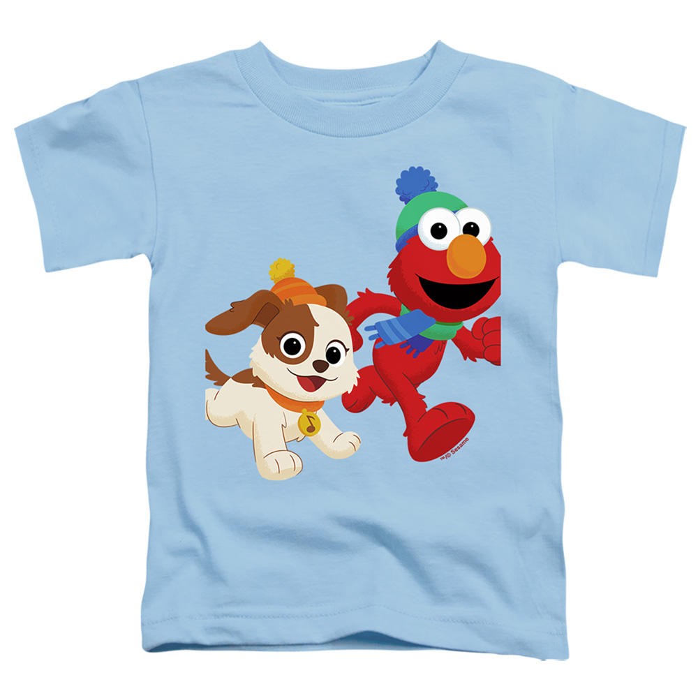SST10073-TT-3 Sesame Street Best Friends, Elmo & Tango Winter Fun Toddler Short Sleeve T-Shirt, Light Blue - Large 4T
