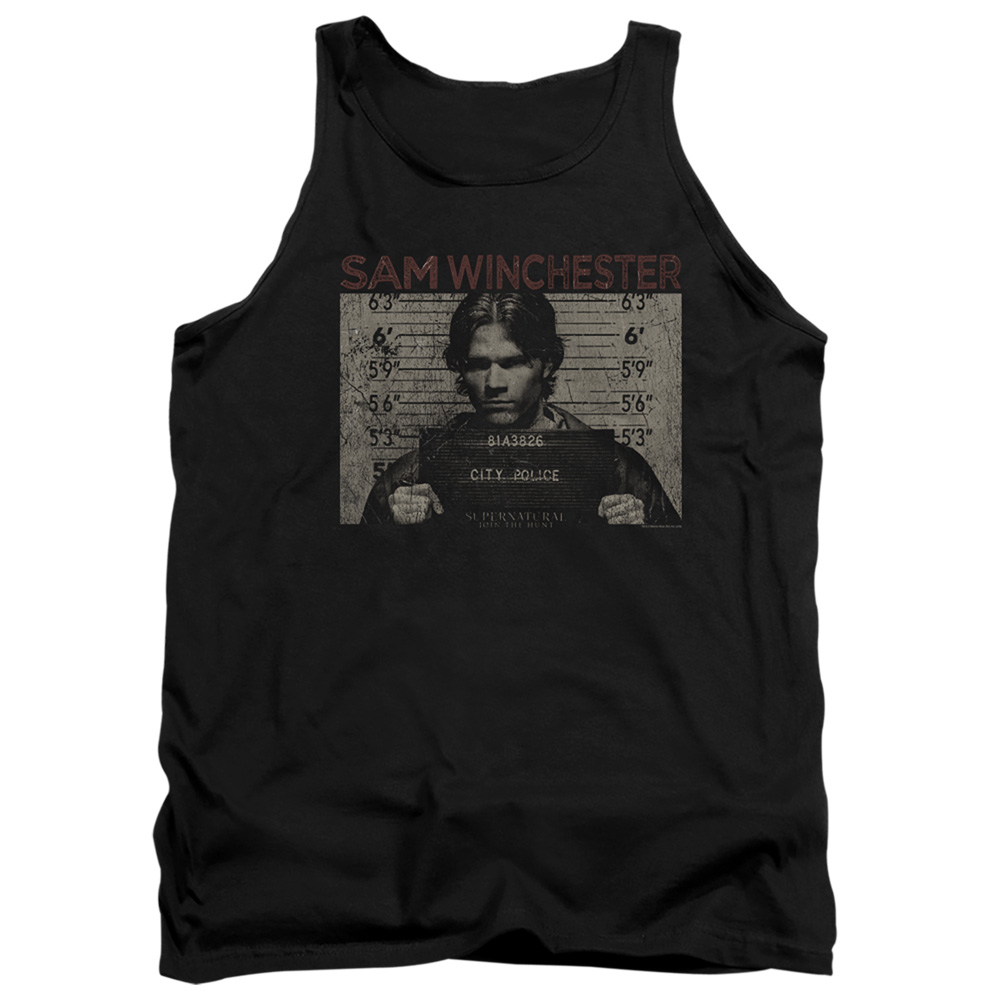 WBT717-TK-2 Supernatural Sam Mug Shot Adult Tank Top, Black - Medium