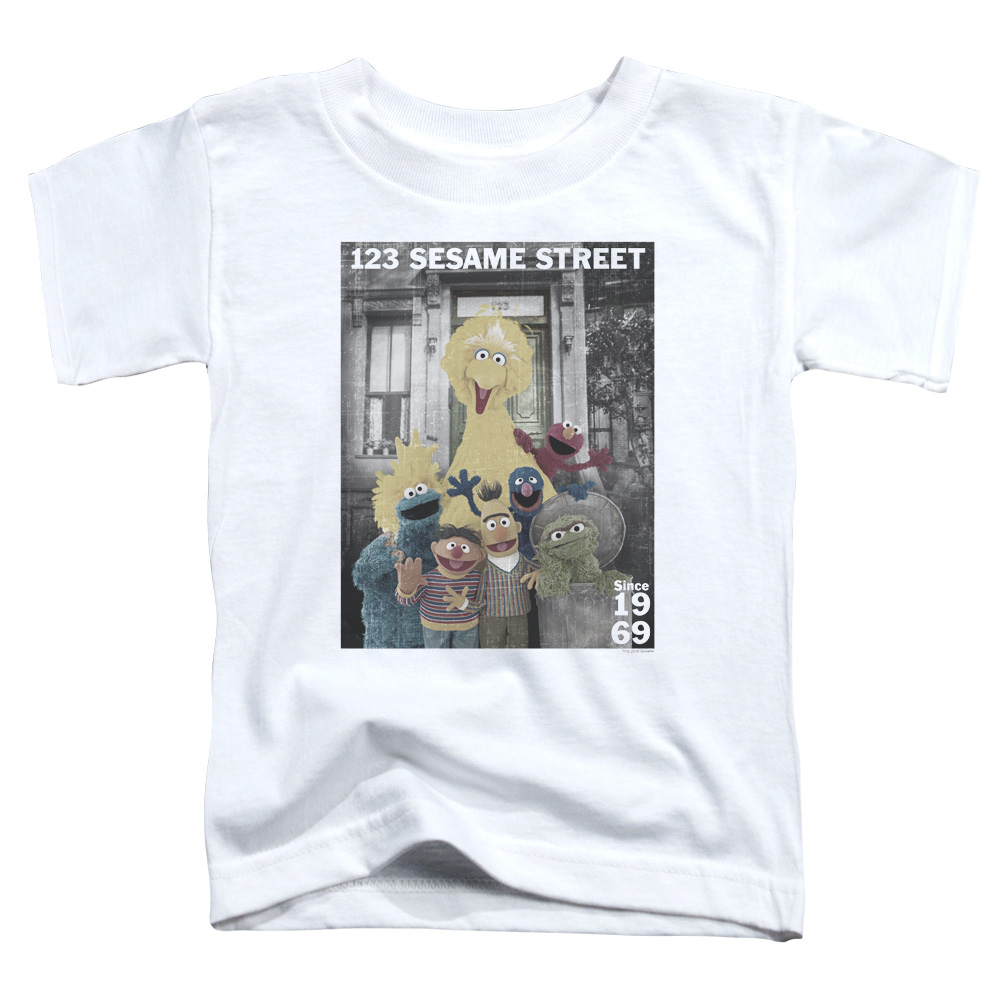 SST138-TT-2 Sesame Street Best Address Toddler Short Sleeve T-Shirt, White - Medium 3T