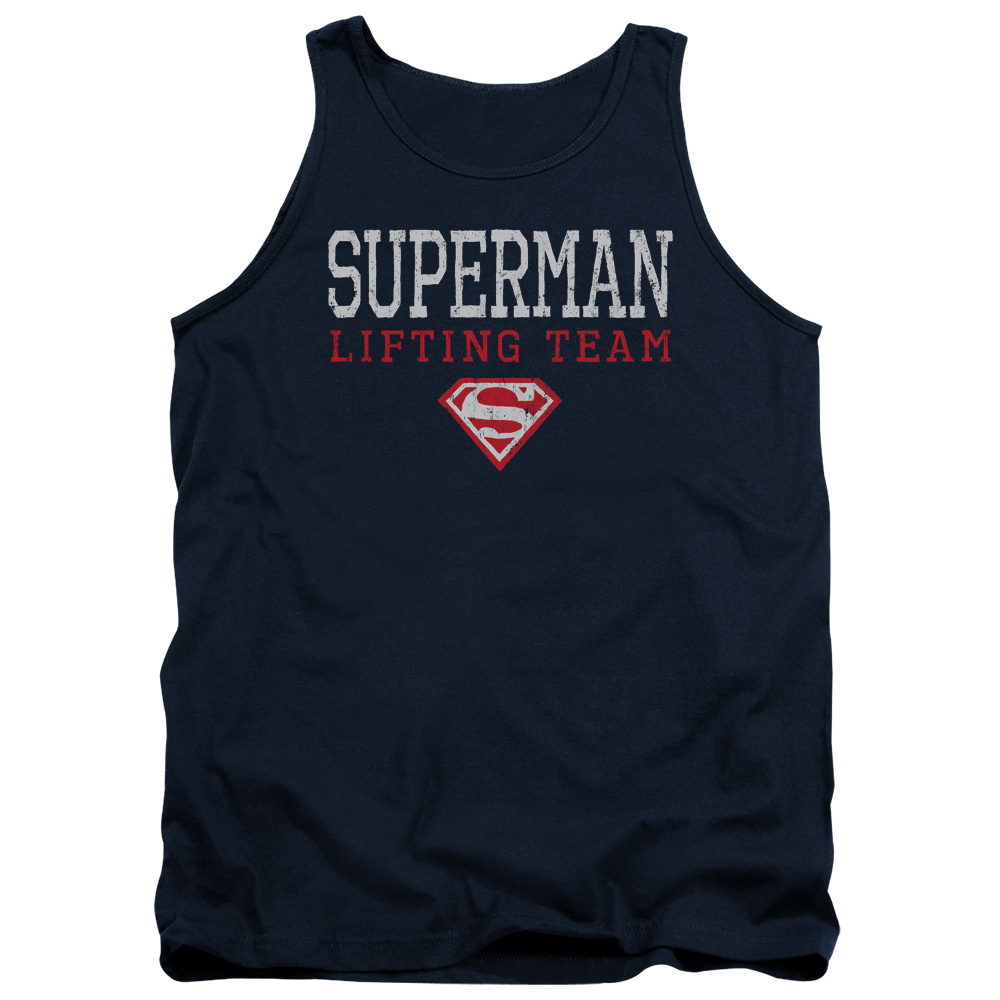 SM2362-TK-2 Superman Lifting Team Adult Tank Top, Navy - Medium