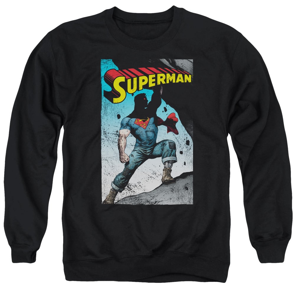 SM2371-AS-2 Superman Alternate Adult Crewneck Sweatshirt, Black - Medium