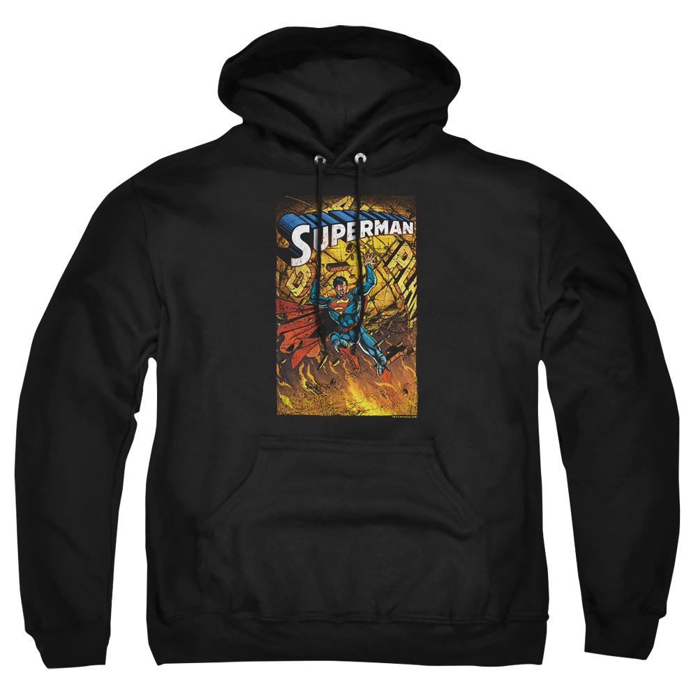 SM2372-AFTH-5 Superman One Adult Pullover Hoodie, Black - 2X