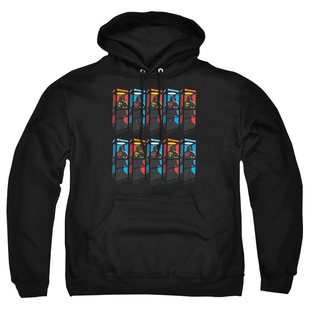 SM2391-AFTH-4 Superman Super Booths Adult Pullover Hoodie, Black - Extra Large