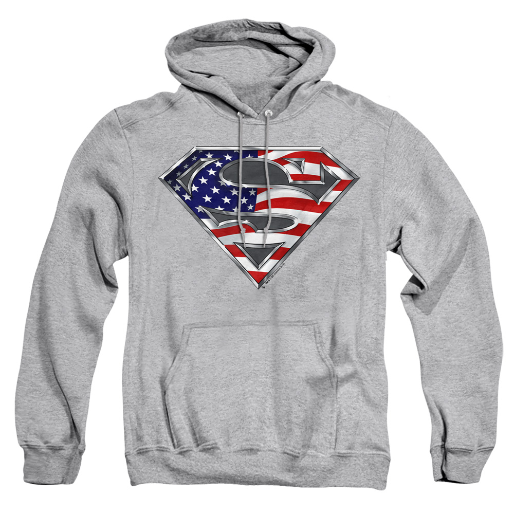 SM1123-AFTH-5 Superman All Adult Pullover Hoodie, Athletic Heather - 2X