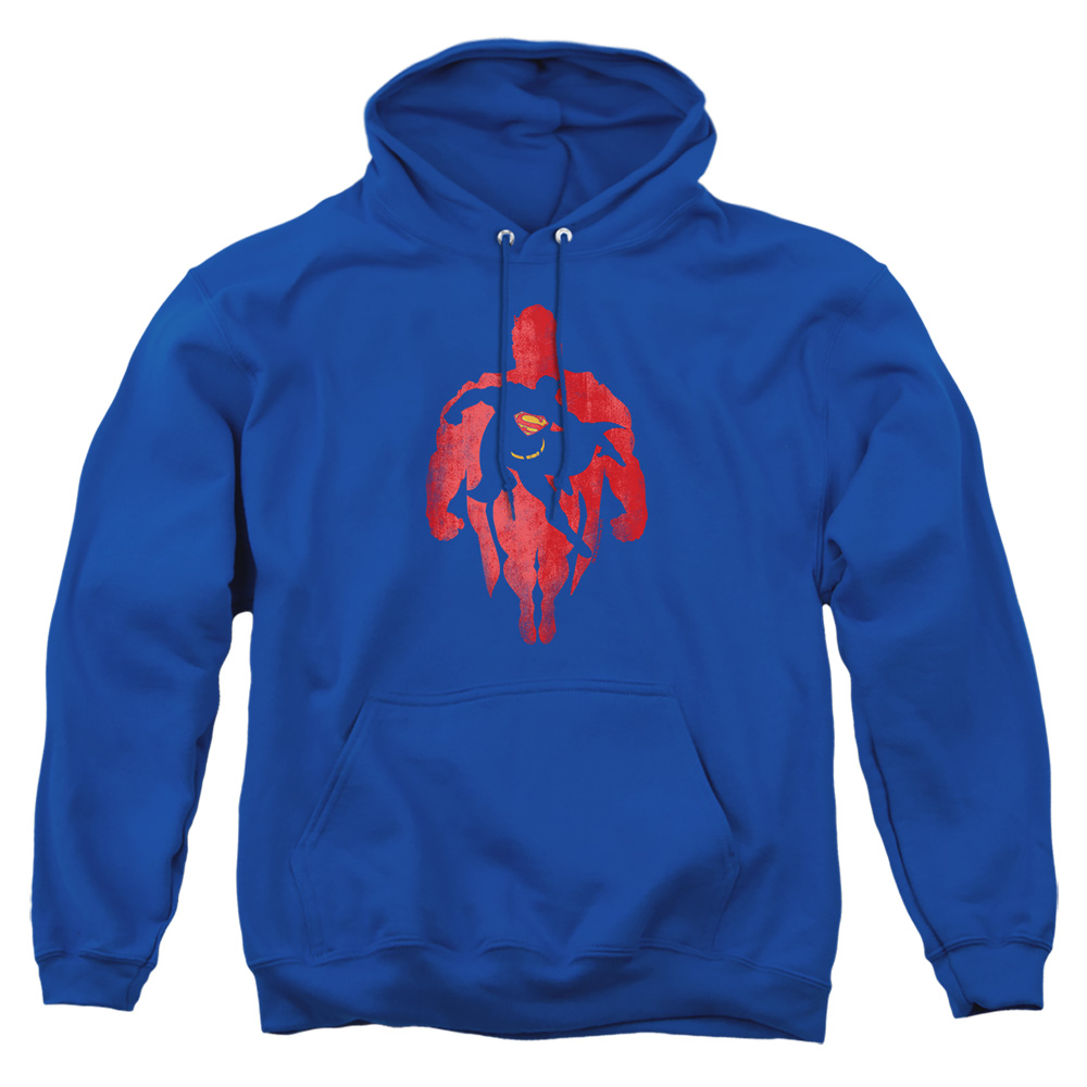SM2231-AFTH-2 Superman Super Knockout Adult Pullover Hoodie, Royal - Medium