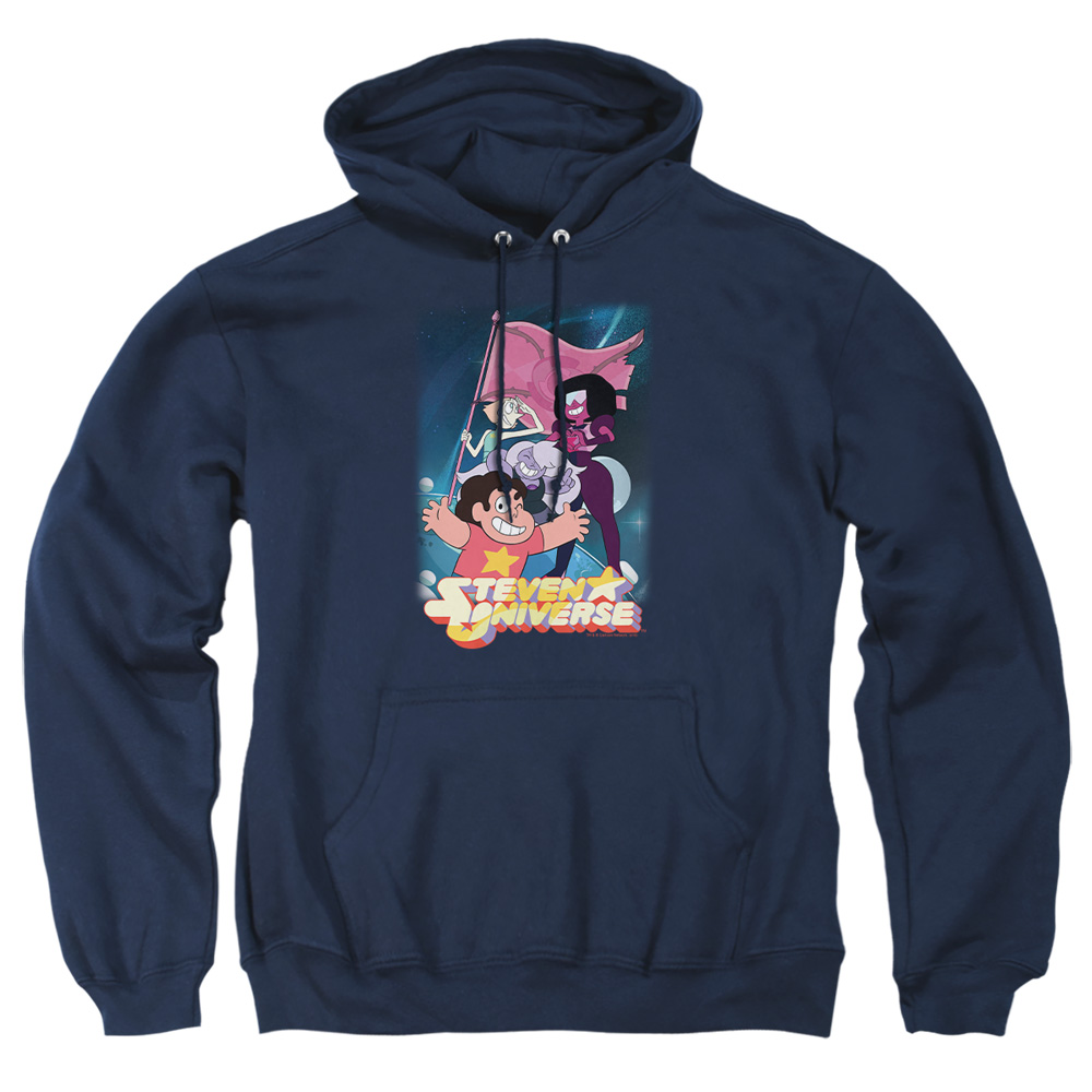 CN551-AFTH-4 Steven Universe Crystal Gem Flag Adult Pullover Hoodie, Navy - Extra Large
