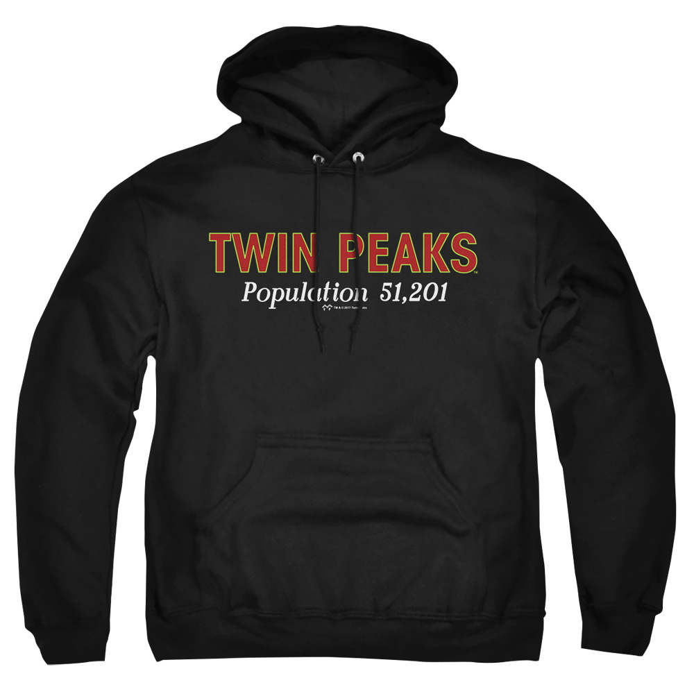 SHO575-AFTH-5 Twin Peaks Population Adult Pullover Hoodie, Black - 2X
