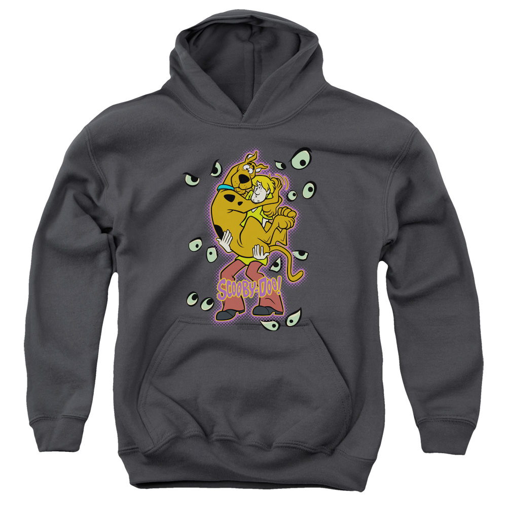 SD103-YFTH-1 Scooby Doo Being Watched Youth Hooded Sweatshirt, Charcoal - Small