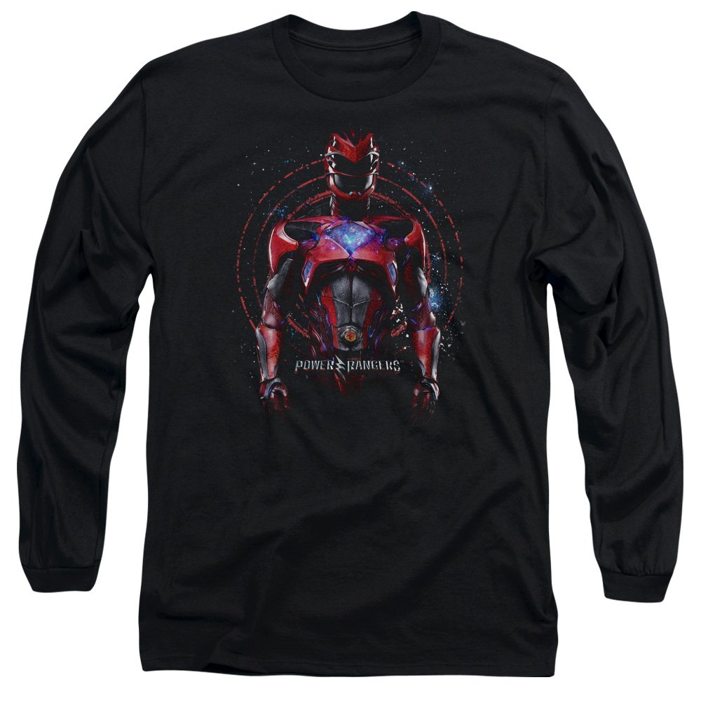 PWR3003-AL-3 Power Rangers & Red Ranger Long Sleeve Adult T-Shirt, 18-1 - Black, Large