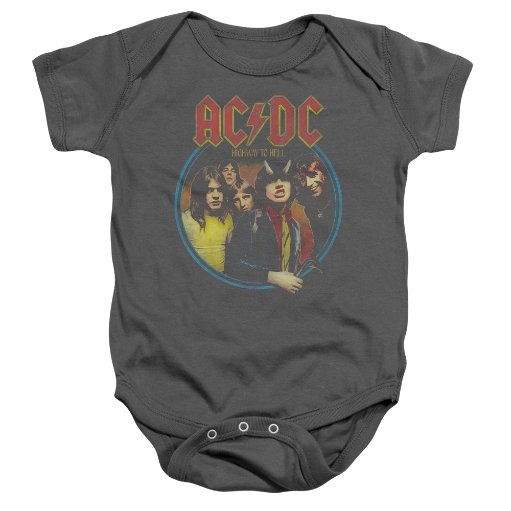 ACDC101-SS-1 ACDC Highway to Hell-Infant Snapsuit, Charcoal - Small 6 Mos