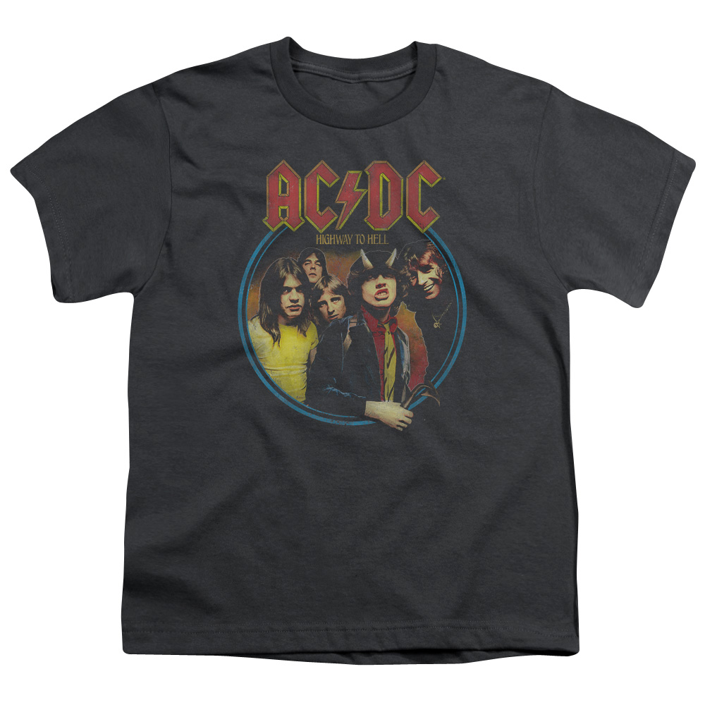 ACDC Highway to Hell-S by S Youth Short Sleeve Shirt, Charcoal - Large