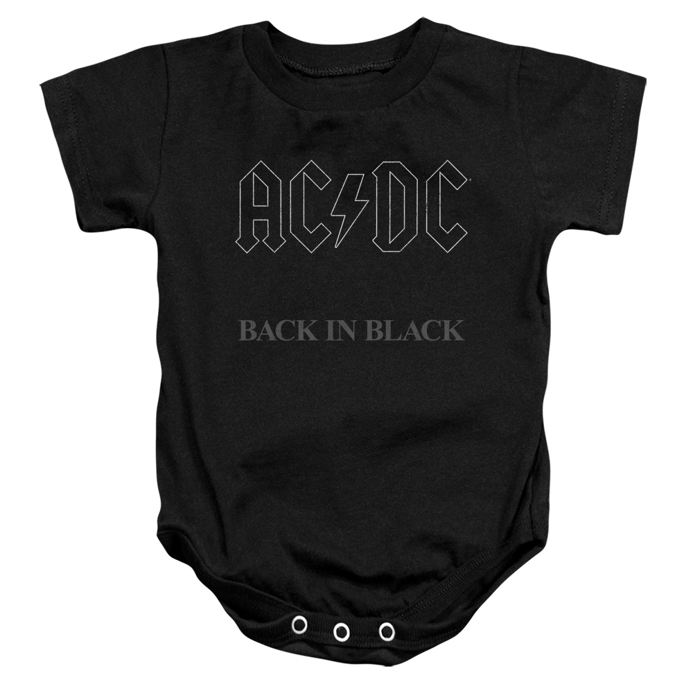 ACDC102-SS-1 ACDC Back in Black-Infant Snapsuit, Black - Small 6 Mos
