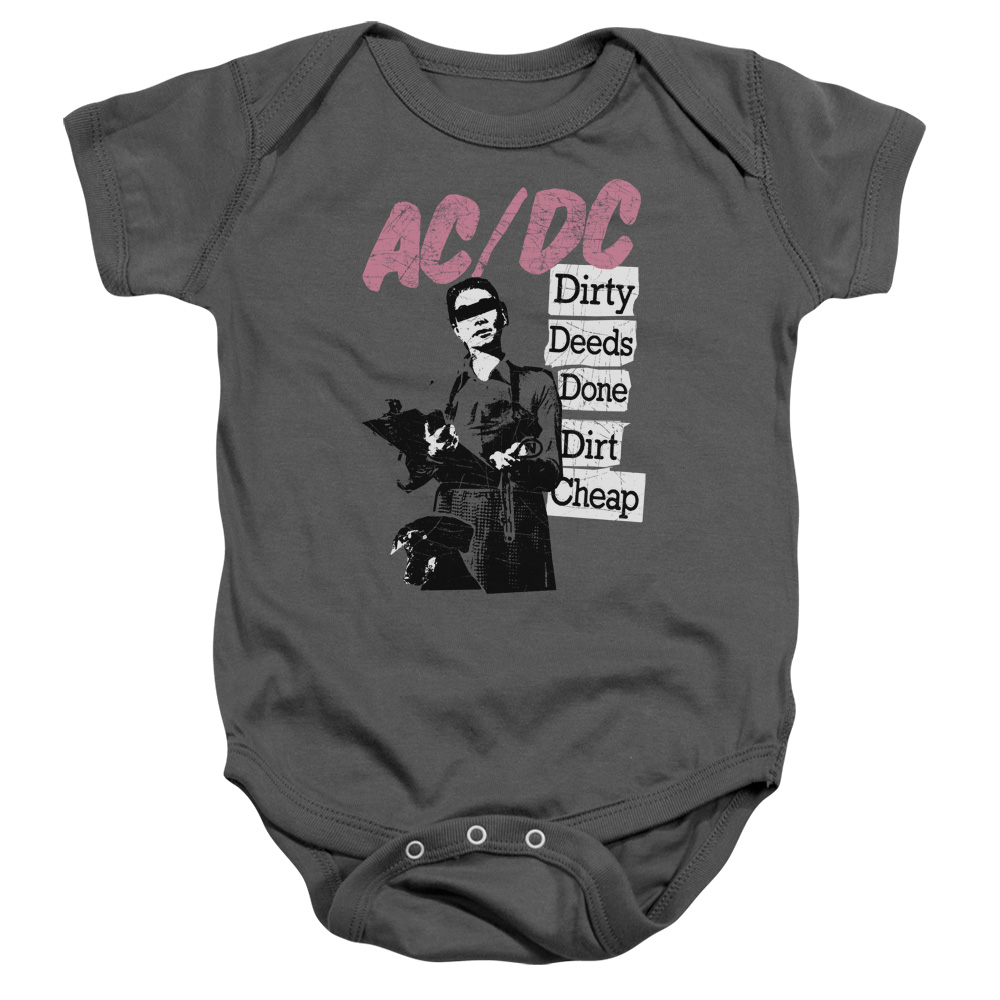 ACDC Dirty Deeds-Infant Snapsuit, Charcoal - Medium 12 Mos
