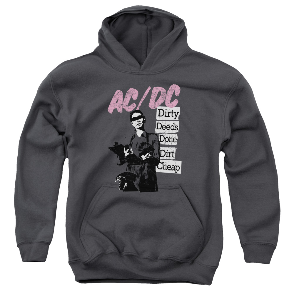 Acdc & Dirty Deeds-Youth Pull-Over Hoodie - Charcoal - Medium