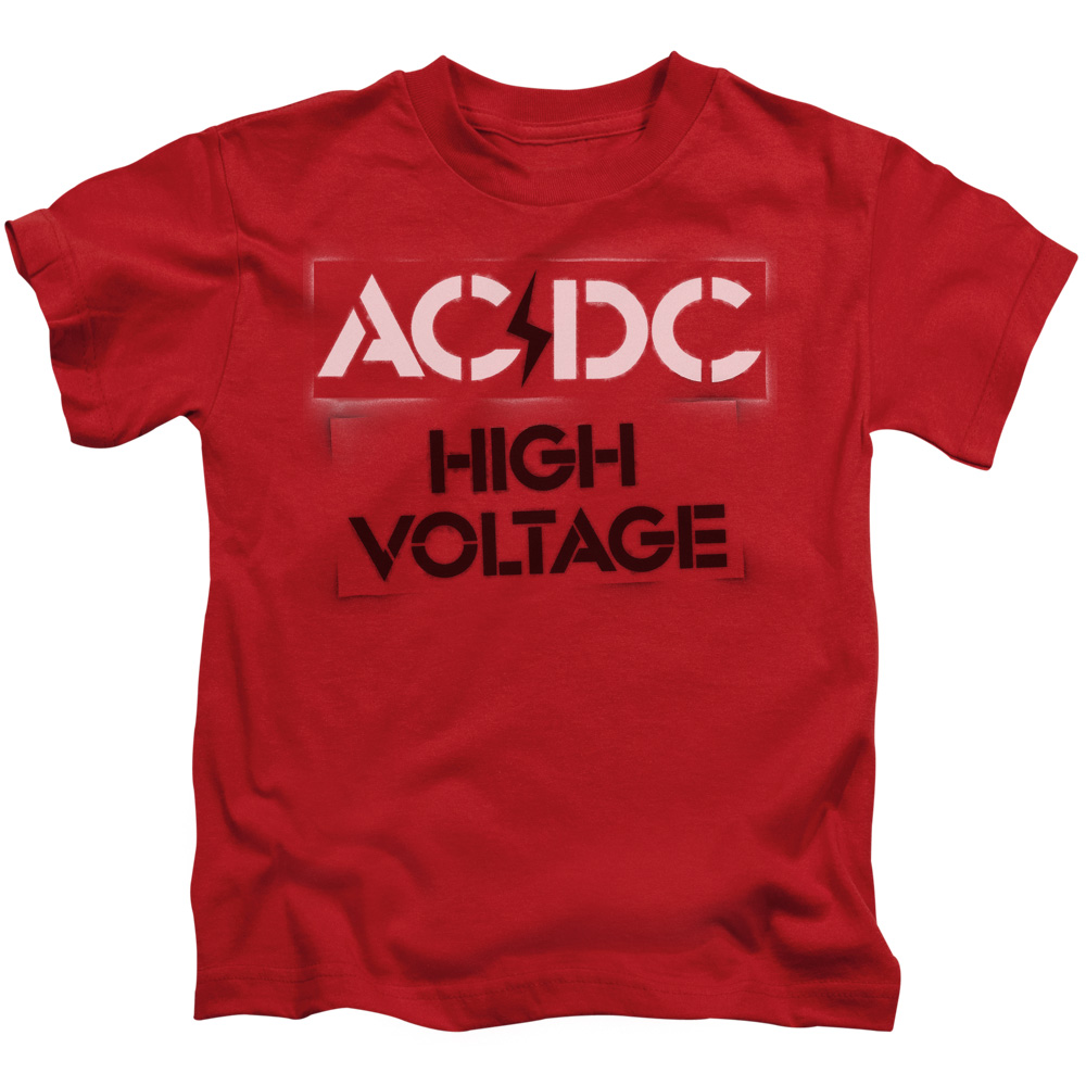ACDC108-KT-3 ACDC High Voltage Stencil-S by S Juvenile Short Sleeve Shirt, Red - Large 7