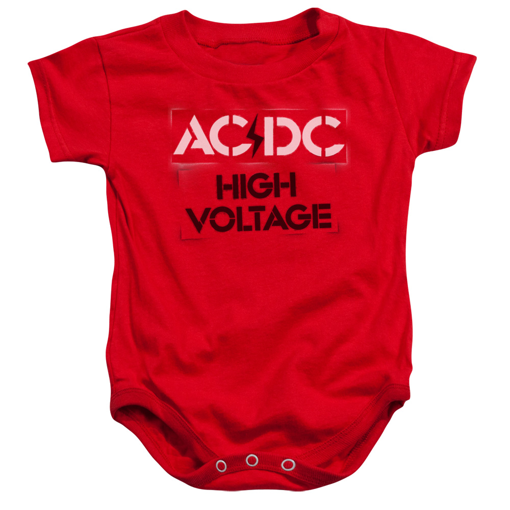 ACDC108-SS-2 ACDC High Voltage Stencil-Infant Snapsuit, Red - Medium 12 Mos