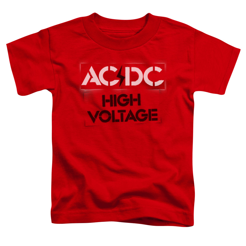ACDC108-TT-1 ACDC High Voltage Stencil-S by S Toddler Tee, Red - Small 2T