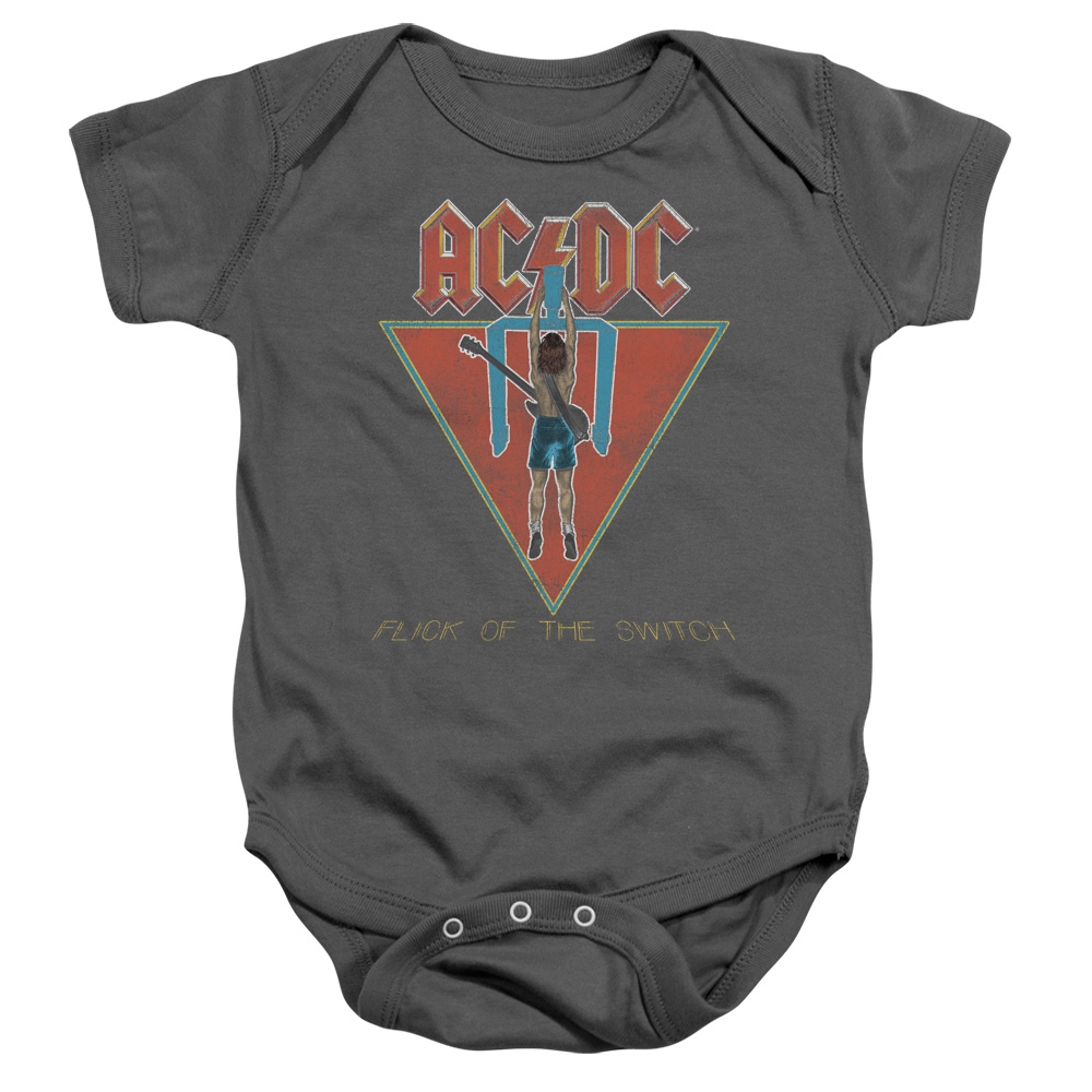 ACDC116-SS-2 ACDC Flick of the Switch-Infant Snapsuit, Charcoal - Medium 12 Mos