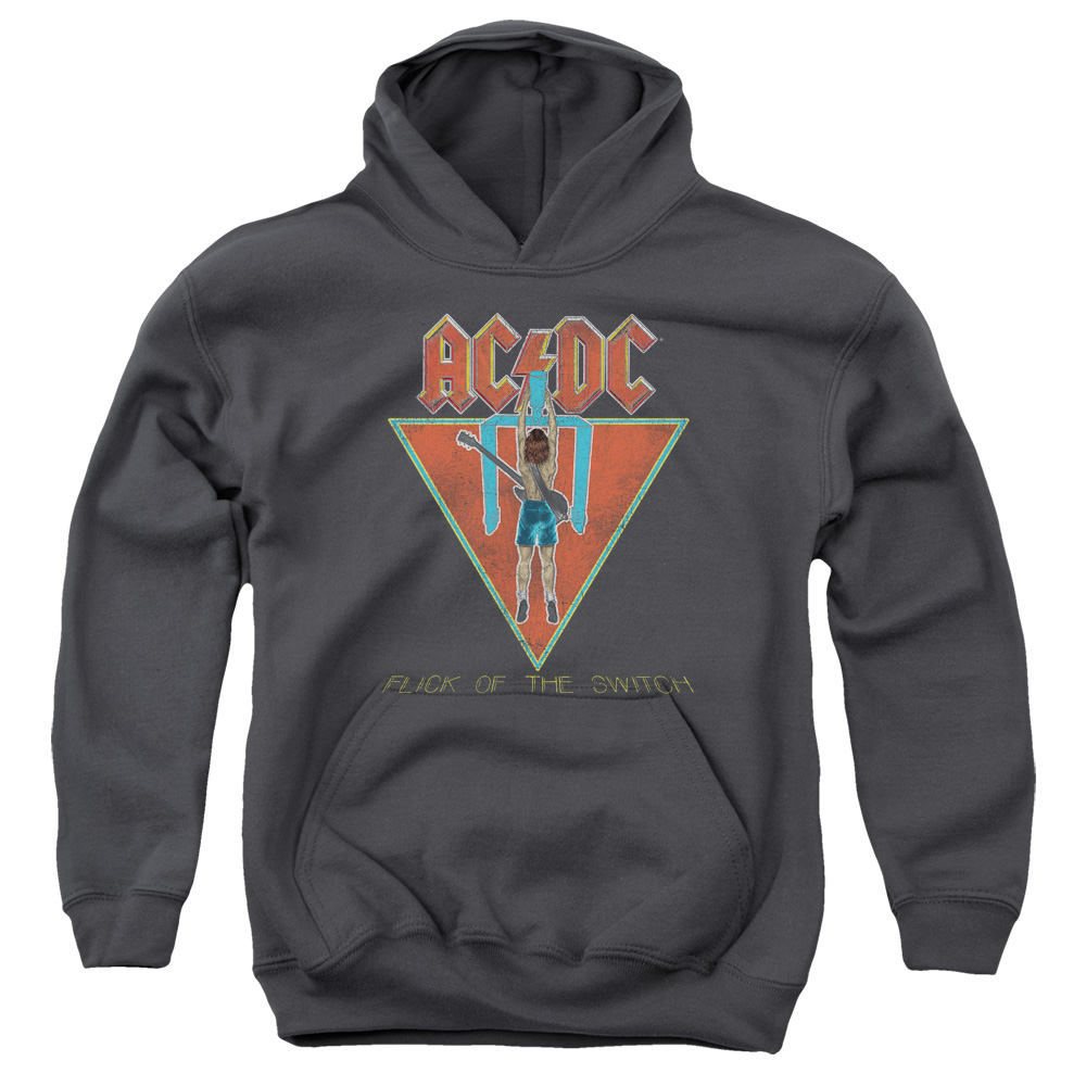 ACDC Flick of the Switch-Youth Pull-Over Hoodie - Charcoal - Small