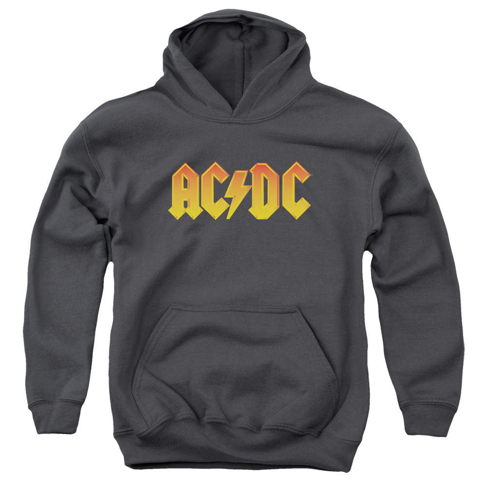 Acdc & Logo-Youth Pull-Over Hoodie - Charcoal - Medium