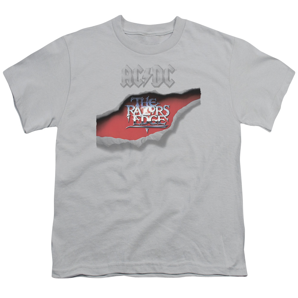 ACDC Razors Edge-S by S Youth Short Sleeve Shirt, Silver - Extra Large