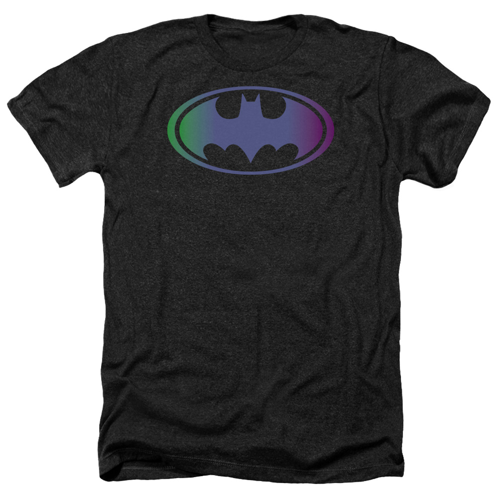 Batman Gradient Bat Logo-Adult Heather Short Sleeve Shirt, Black - Large