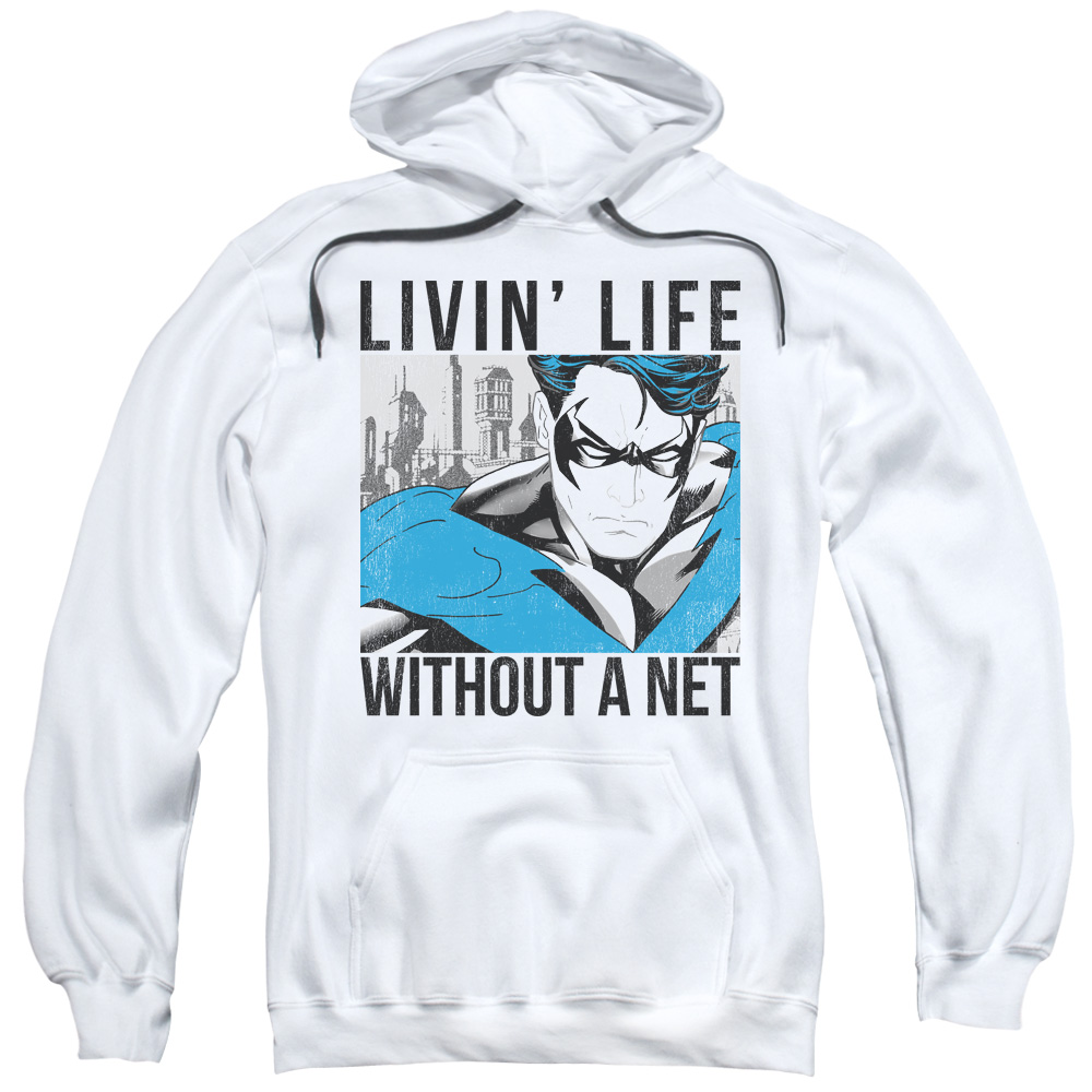 BM2638-AFTH-4 Batman & Without A Net-Adult Pull-Over Hoodie, White - Extra Large