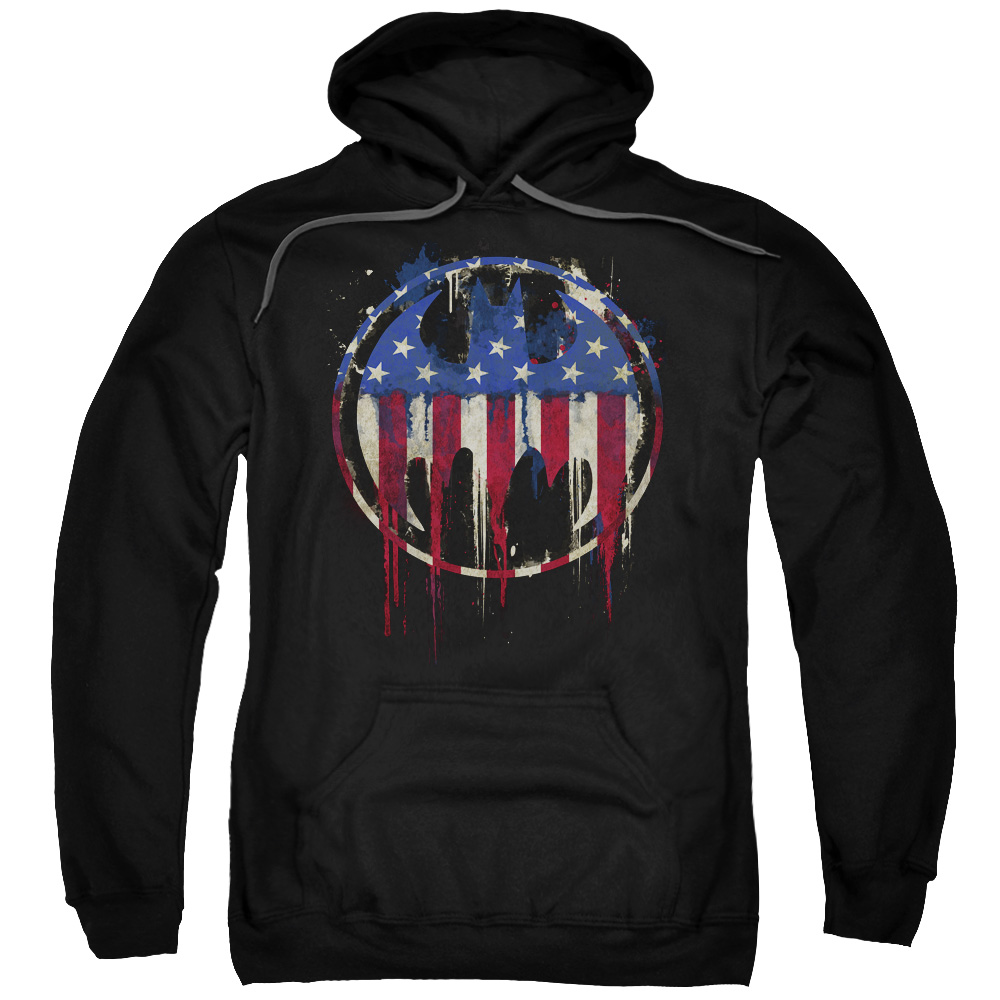 Batman Bleeding Signal-Adult Pull-Over Hoodie - Black - Small