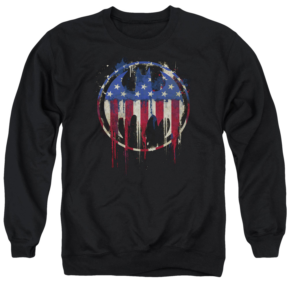 Batman Bleeding Signal-Adult Crewneck Sweatshirt - Black - Large