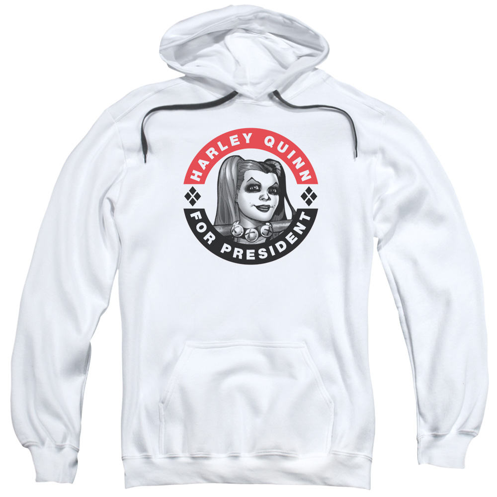 Batman Harley President Circle-Adult Pull-Over Hoodie - White - Medium