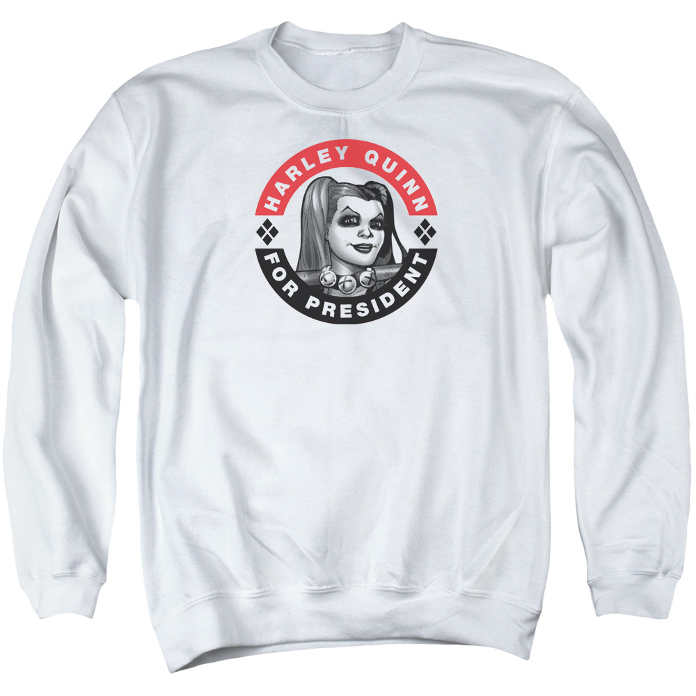 Batman Harley President Circle-Adult Crewneck Sweatshirt - White - Small