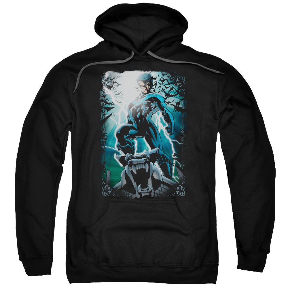 Batman Night Light-Adult Pull-Over Hoodie - Black - Extra Large