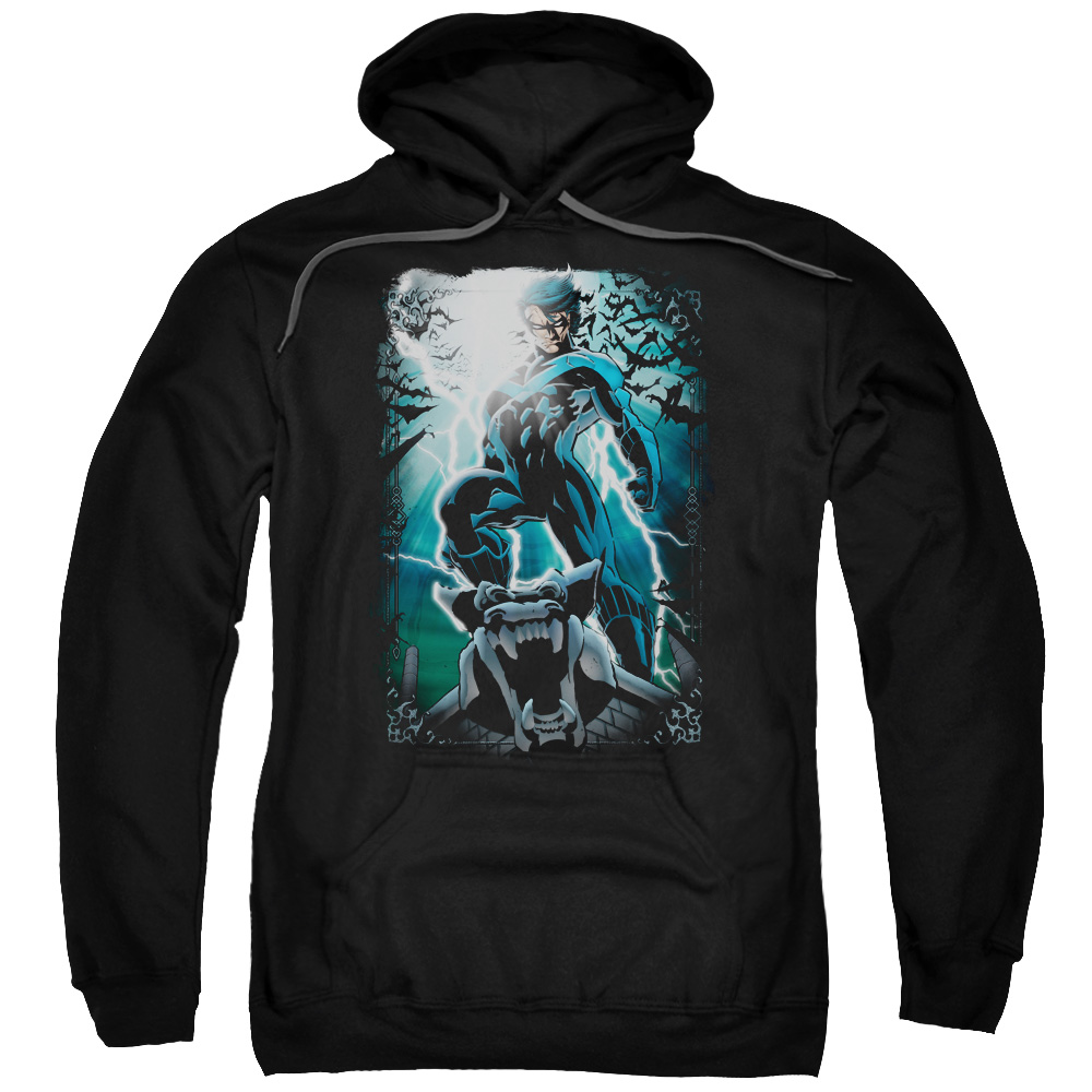 Batman Night Light-Adult Pull-Over Hoodie - Black - 2X