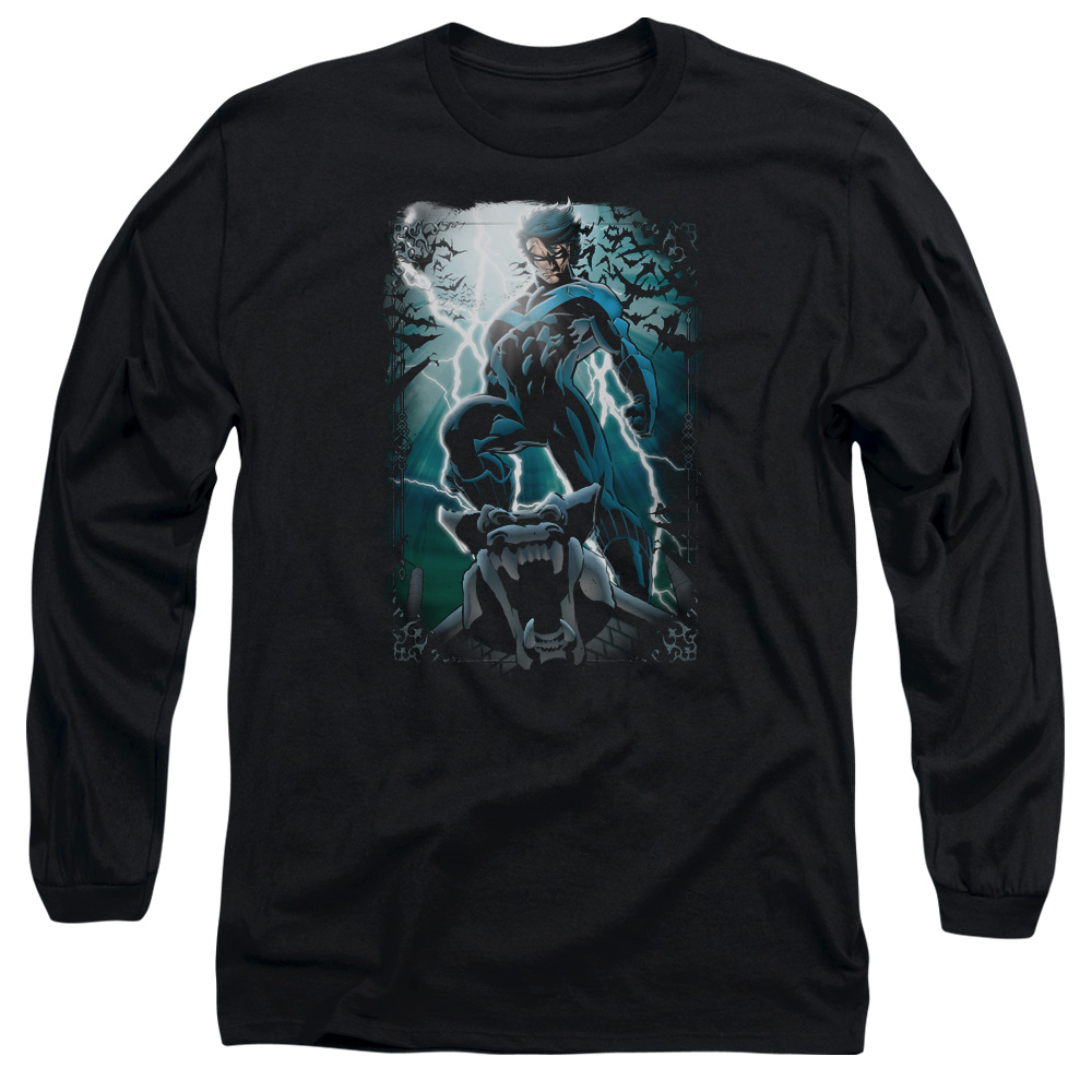 Batman Night Light-Long Sleeve Adult T-Shirt - Black - Medium
