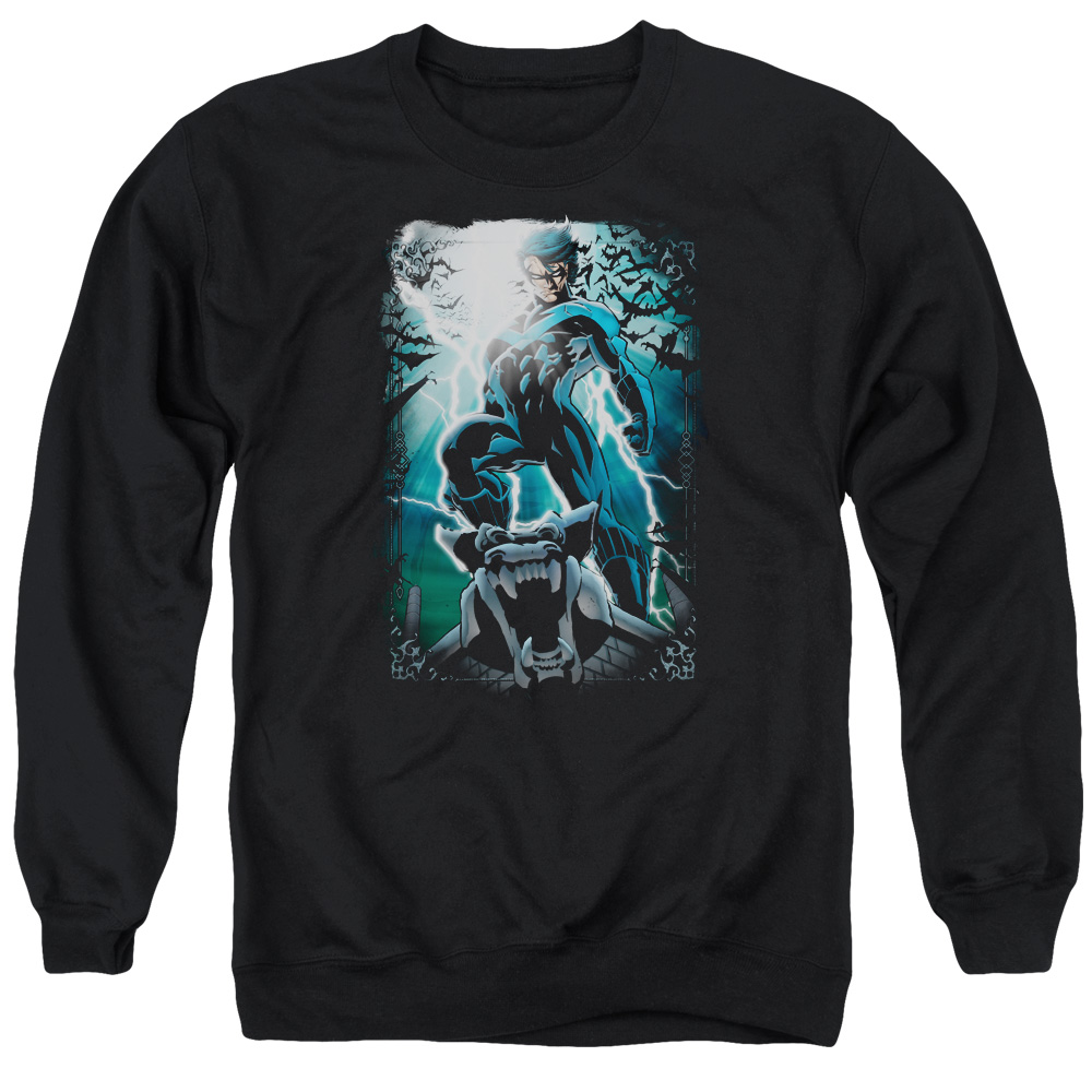 Batman Night Light-Adult Crewneck Sweatshirt - Black - 3X