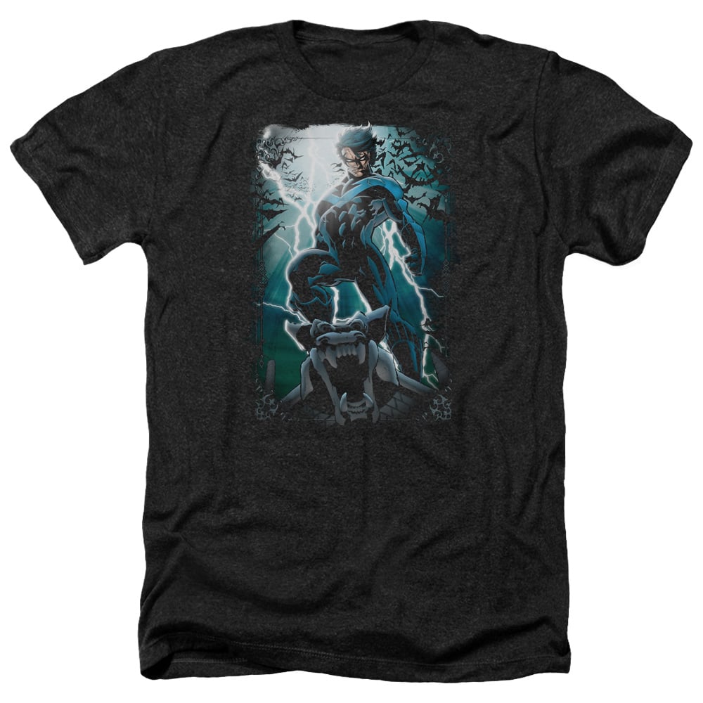 Batman Night Light-Adult Heather Short Sleeve Shirt - Black - Medium