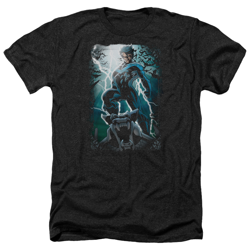 Batman Night Light-Adult Heather Short Sleeve Shirt - Black - Large