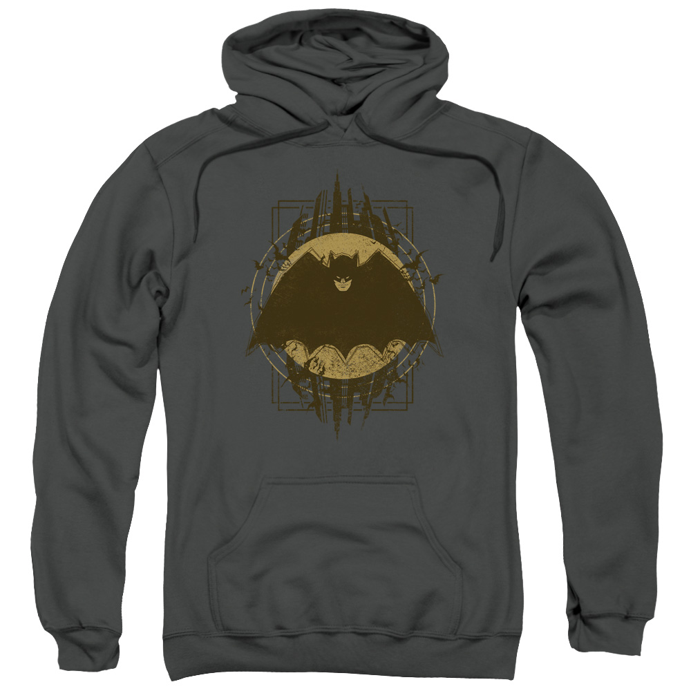 Batman Crest-Adult Pull-Over Hoodie - Charcoal - Medium