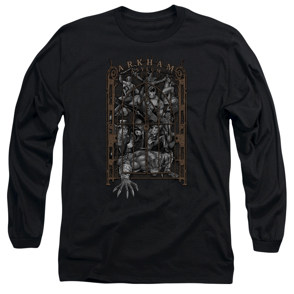 Batman Arkhams Gate-Long Sleeve Adult T-Shirt - Black - Large