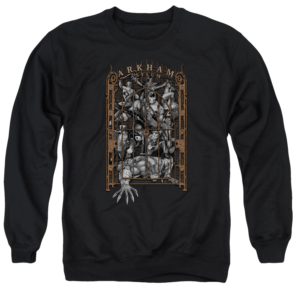Batman Arkhams Gate-Adult Crewneck Sweatshirt - Black - Extra Large