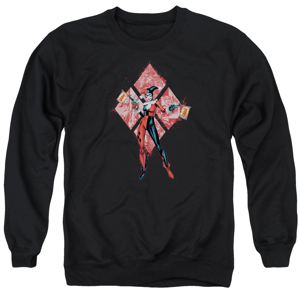 Batman Harley Quinn Diamonds-Adult Crewneck Sweatshirt - Black - Medium