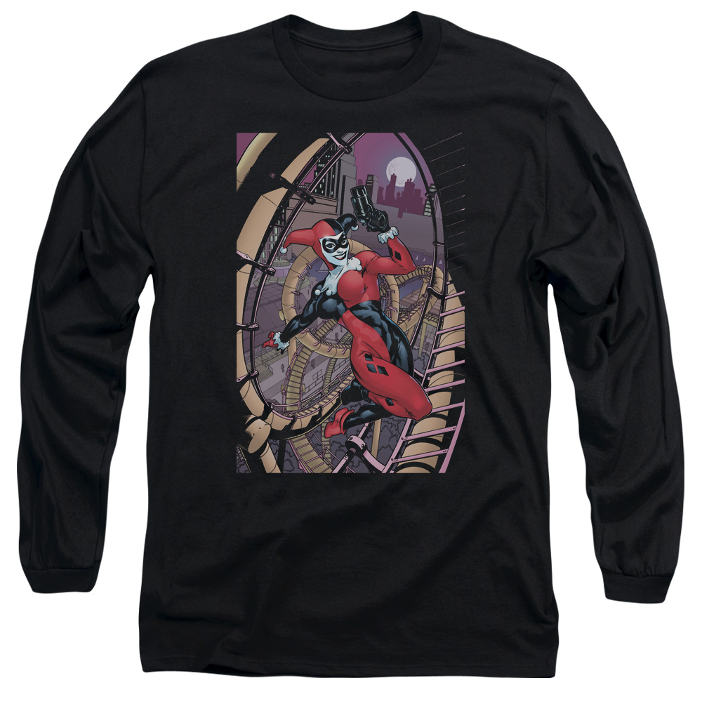 Batman Harley First-Long Sleeve Adult T-Shirt - Black - Small