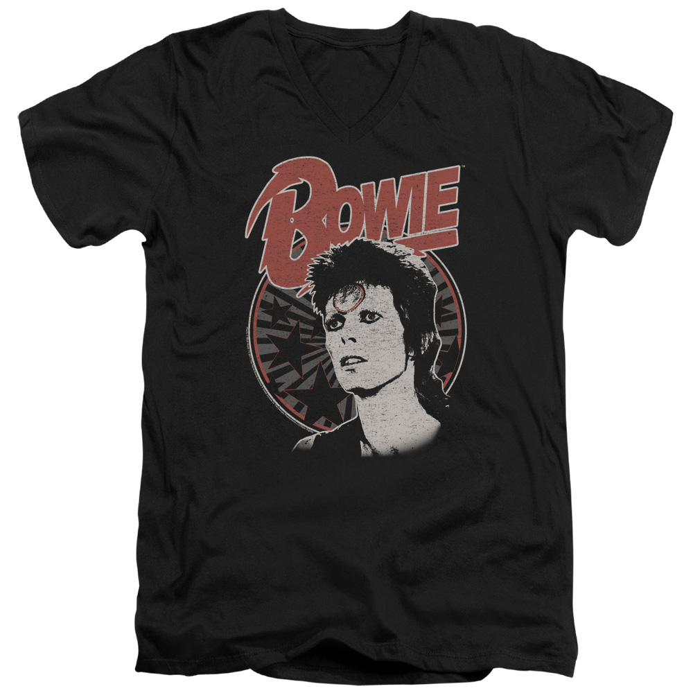 David Bowie Space Oddity-S by S Adult V-Neck T-Shirt - Black - Medium