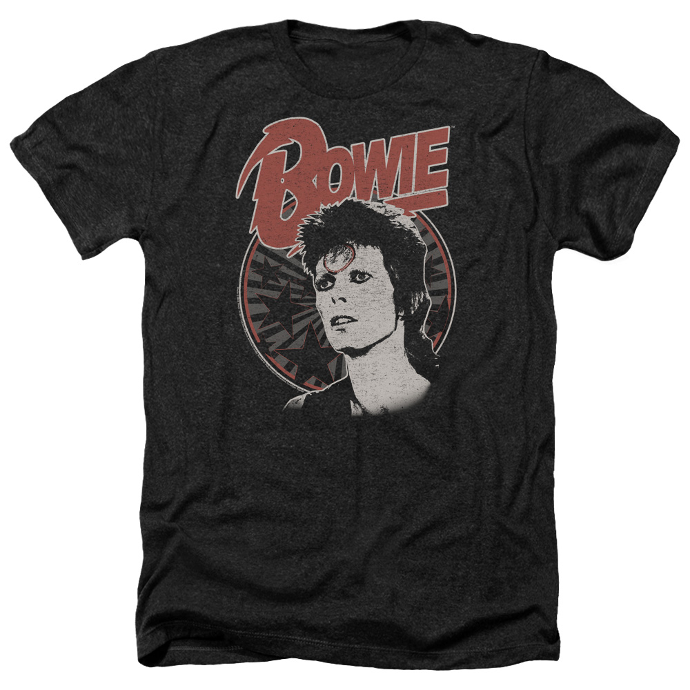 David Bowie Space Oddity-Adult Heather Short Sleeve Shirt - Black - Medium