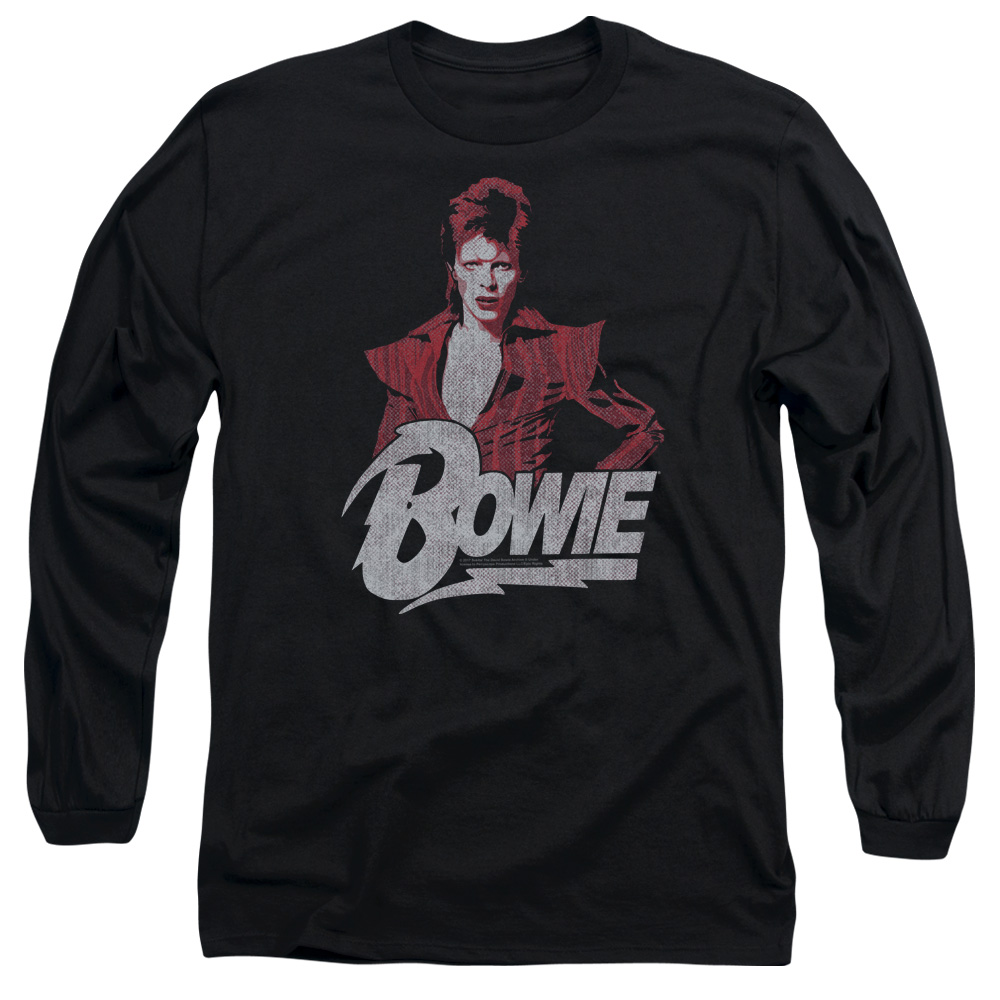 David Bowie Diamond David-Long Sleeve Adult T-Shirt - Black - Small