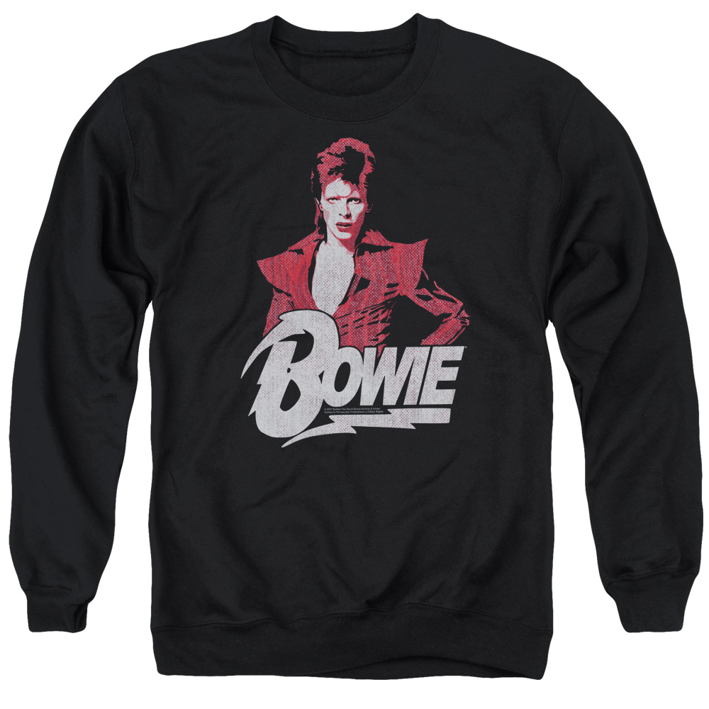 BOWIE103-AS-2 David Bowie Diamond David-Adult Crewneck Sweatshirt, Black - Medium
