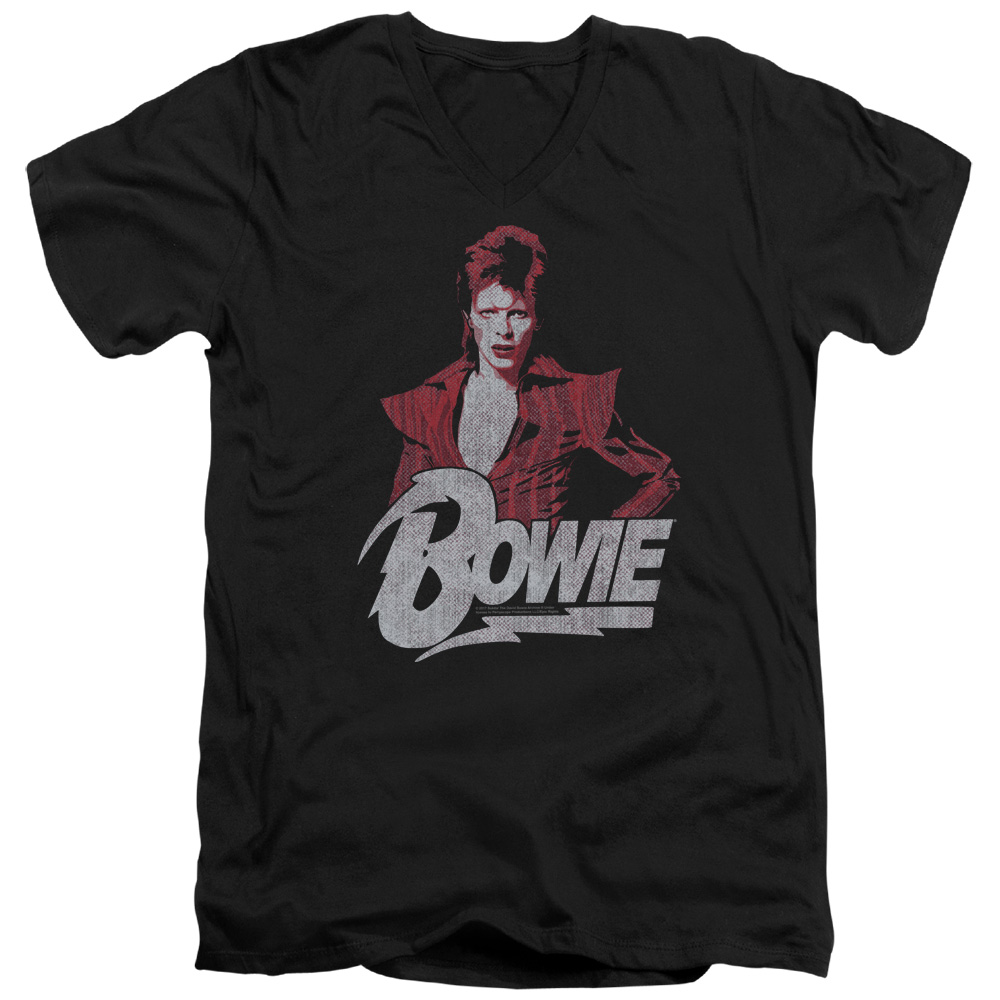 David Bowie Diamond-S by S Adult V-Neck T-Shirt - Black - Medium