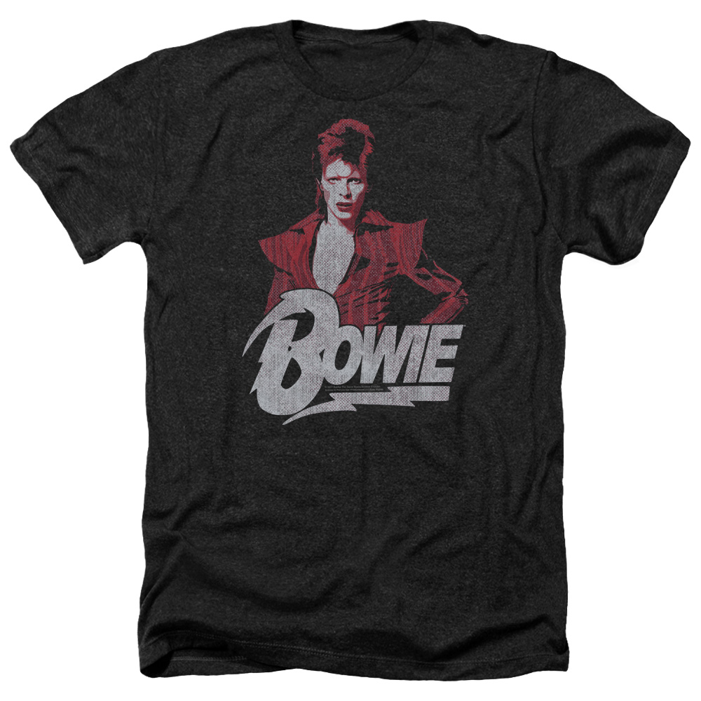 David Bowie Diamond David-Adult Heather Short Sleeve Shirt - Black - 2X